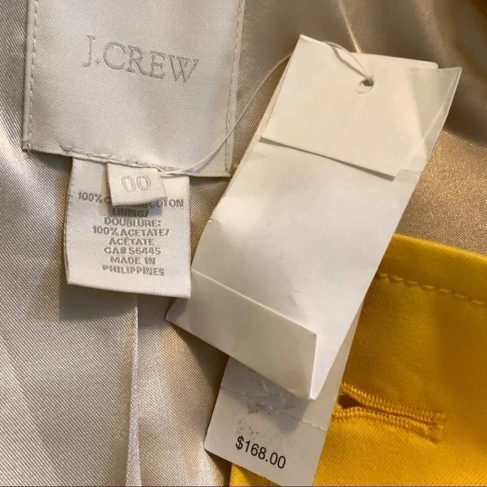 J. Crew Yellow Lemon Trudy Cotton Jacket 00 NWT
